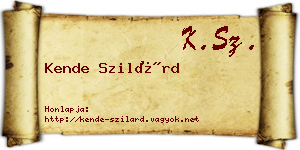 Kende Szilárd névjegykártya